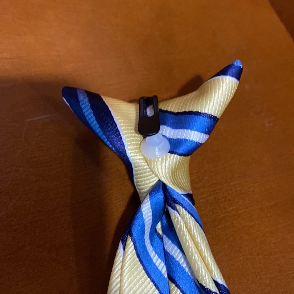 Boys stripe Blue and yellow Clip on tie